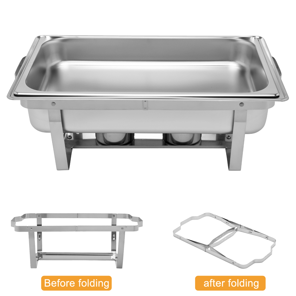 ROVSUN 2 Pack Silver Rectangular Stainless Steel Chafing Dishes Buffet Set