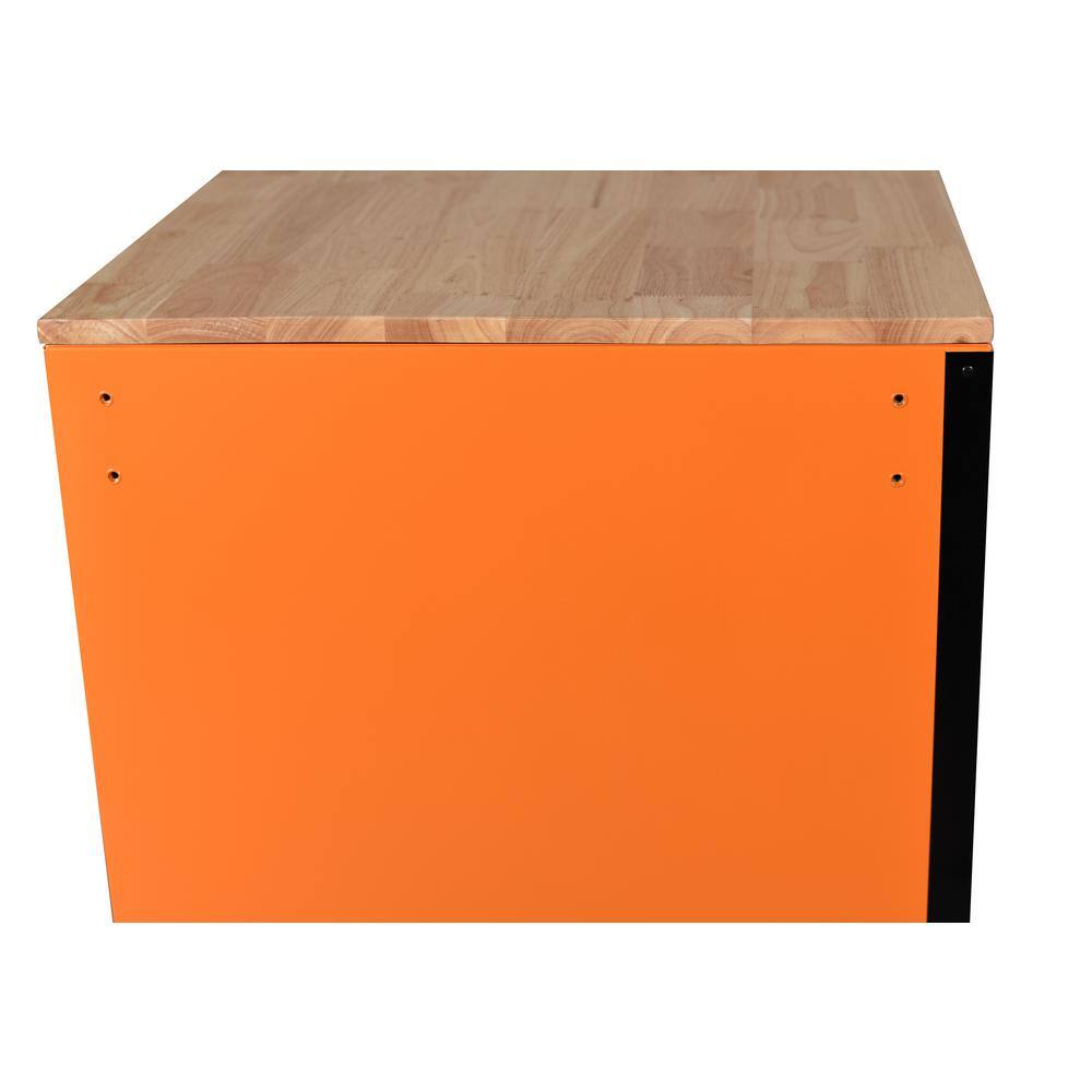 Husky 52 in. W x 24.5 in. D Standard Duty 10-Drawer Mobile Workbench Tool Chest with Solid Wood Work Top in Gloss Orange H52MWC10ORG