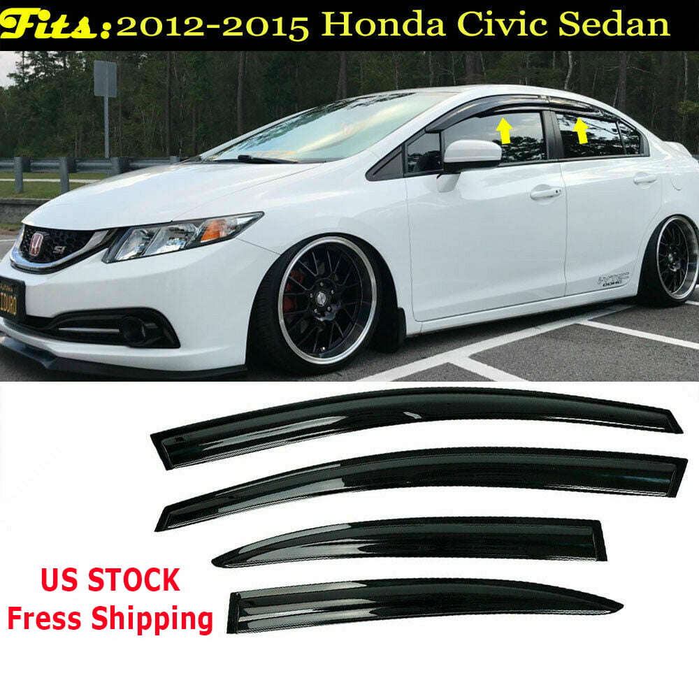 For Honda Civic Sedan 2012-2015 4x Window Visors Vent Sun Rain Guard Deflectors