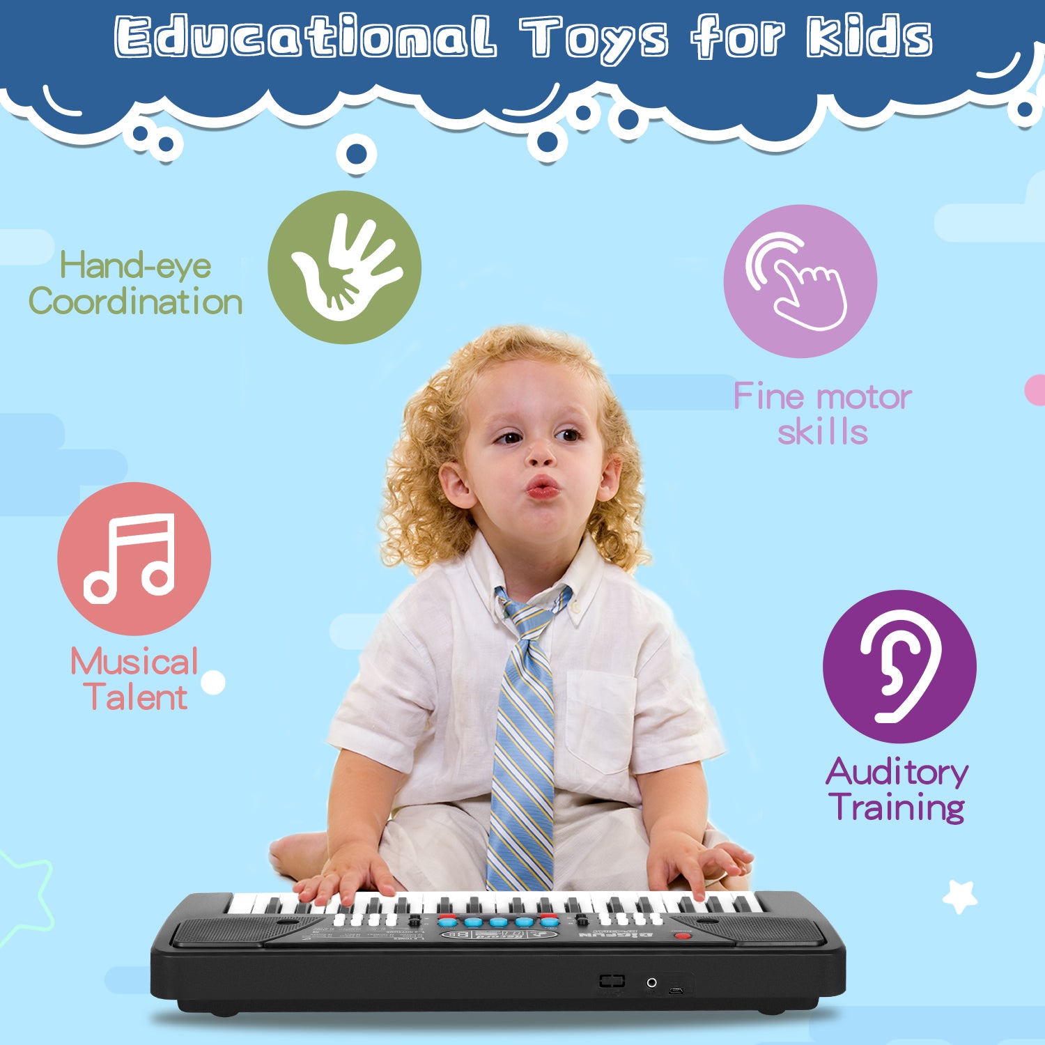 Shayson Kids Piano Keyboard， Piano for Kids with Microphone Musical Toys for 3-6 Year Old Boys Girls