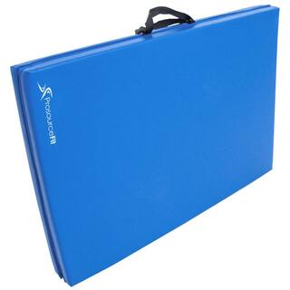 PROSOURCEFIT Bi-Fold Folding Thick Exercise Mat Blue 6 ft. x 2 ft. x 1.5 in. Vinyl and Foam Gymnastics Mat (Covers 12 sq. ft.) ps-1942-dfm-blue