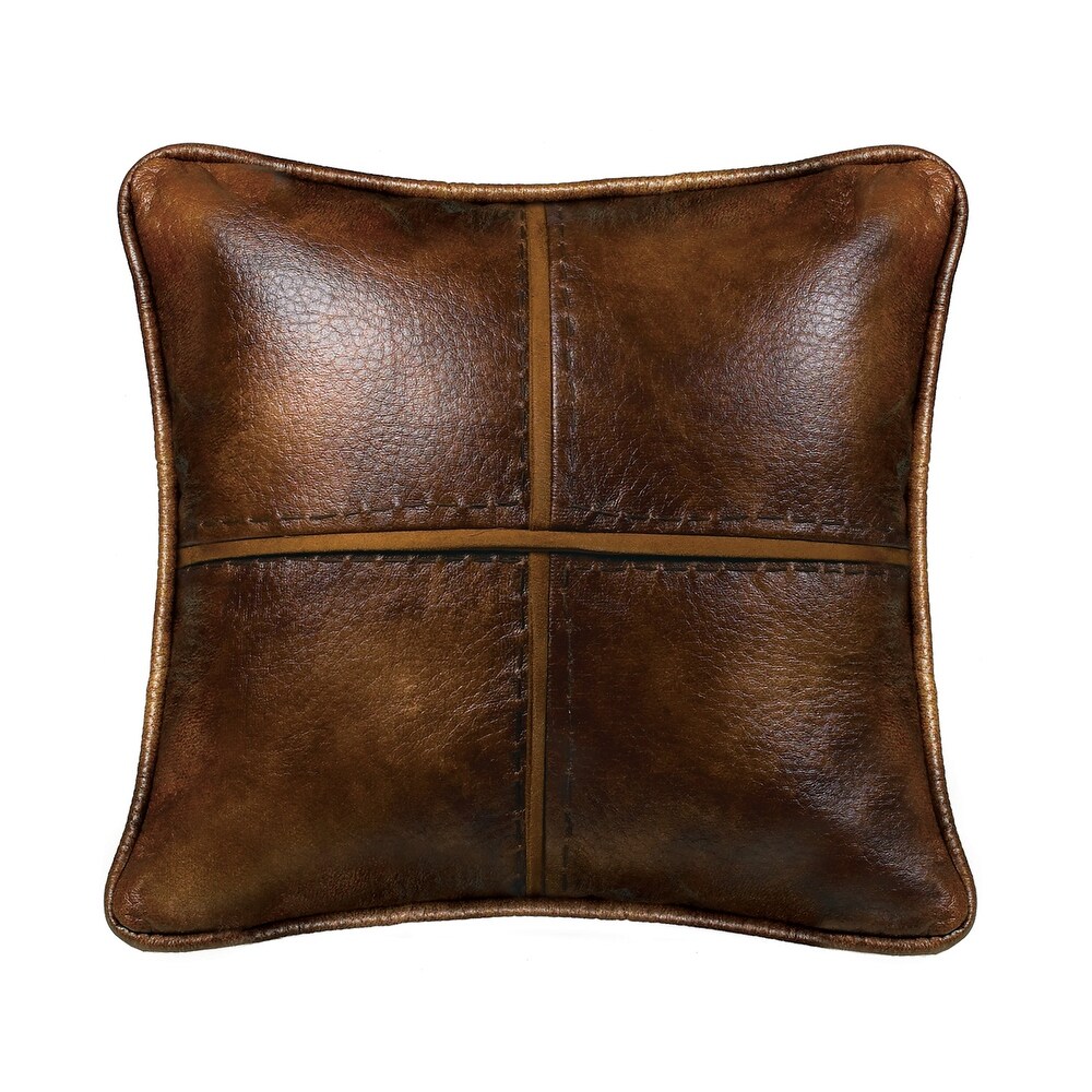 Paseo Road by HiEnd Accents Brighton Stitched Faux Leather Decorative Throw Pillow  18\