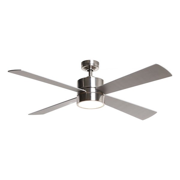 Industrial 52-in 4-Blade Brushed Chrome LED Ceiling Fan with Remote Control - 52