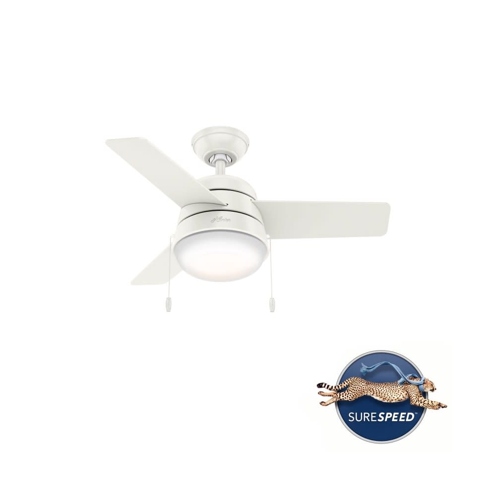 Hunter Aker Ceiling Fan 36 Fresh White/Natural Wood ;