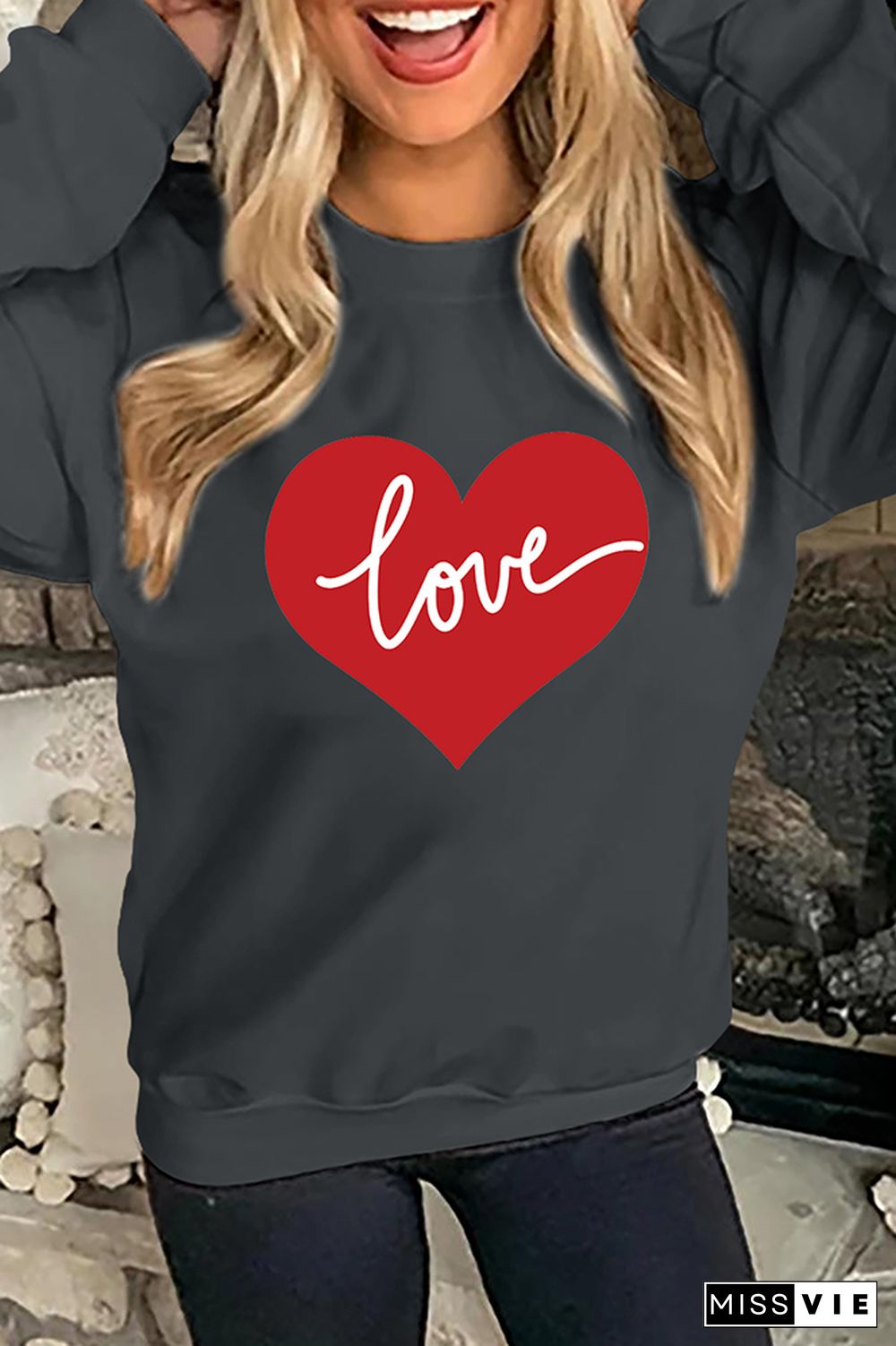 VALENTINE'S DAY Pullover Heart Love Sweatshirt Women Wholesale