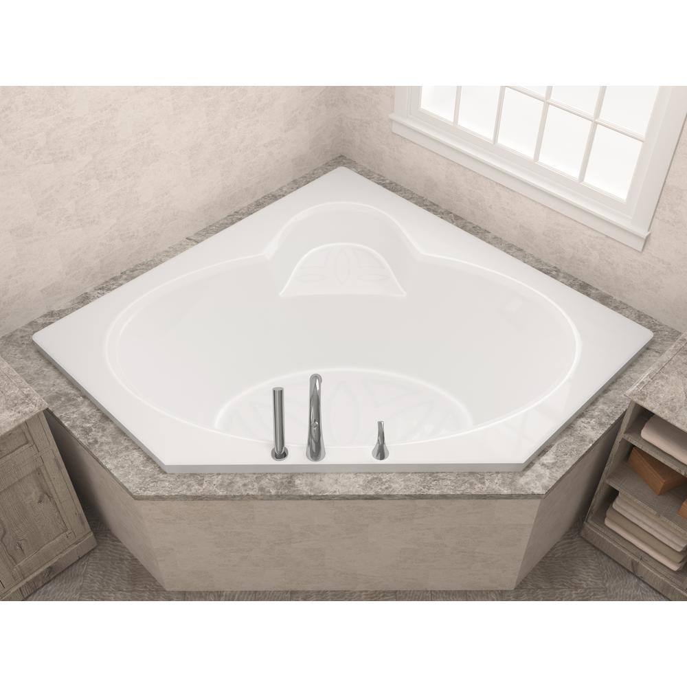 Universal Tubs Malachite 5 ft. Acrylic Center Drain Corner Drop-in Non-Whirlpool Bathtub in White HD6060SS