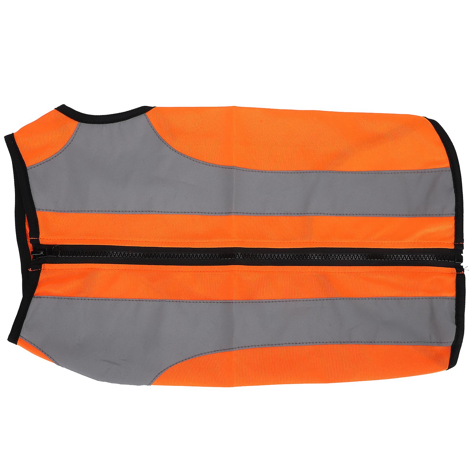 Pet Night Safety Clothing Glowing Jacket Lightweight Reflective Vest Zipper For Dogsfluorescent Orange S