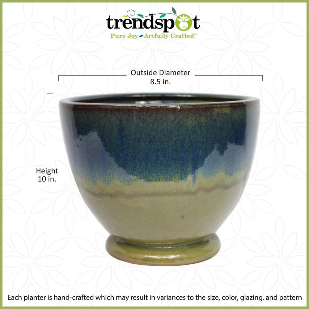 Trendspot 10 in. Caspian Ceramic Urn Planter in Blue/Green CR10747-10A