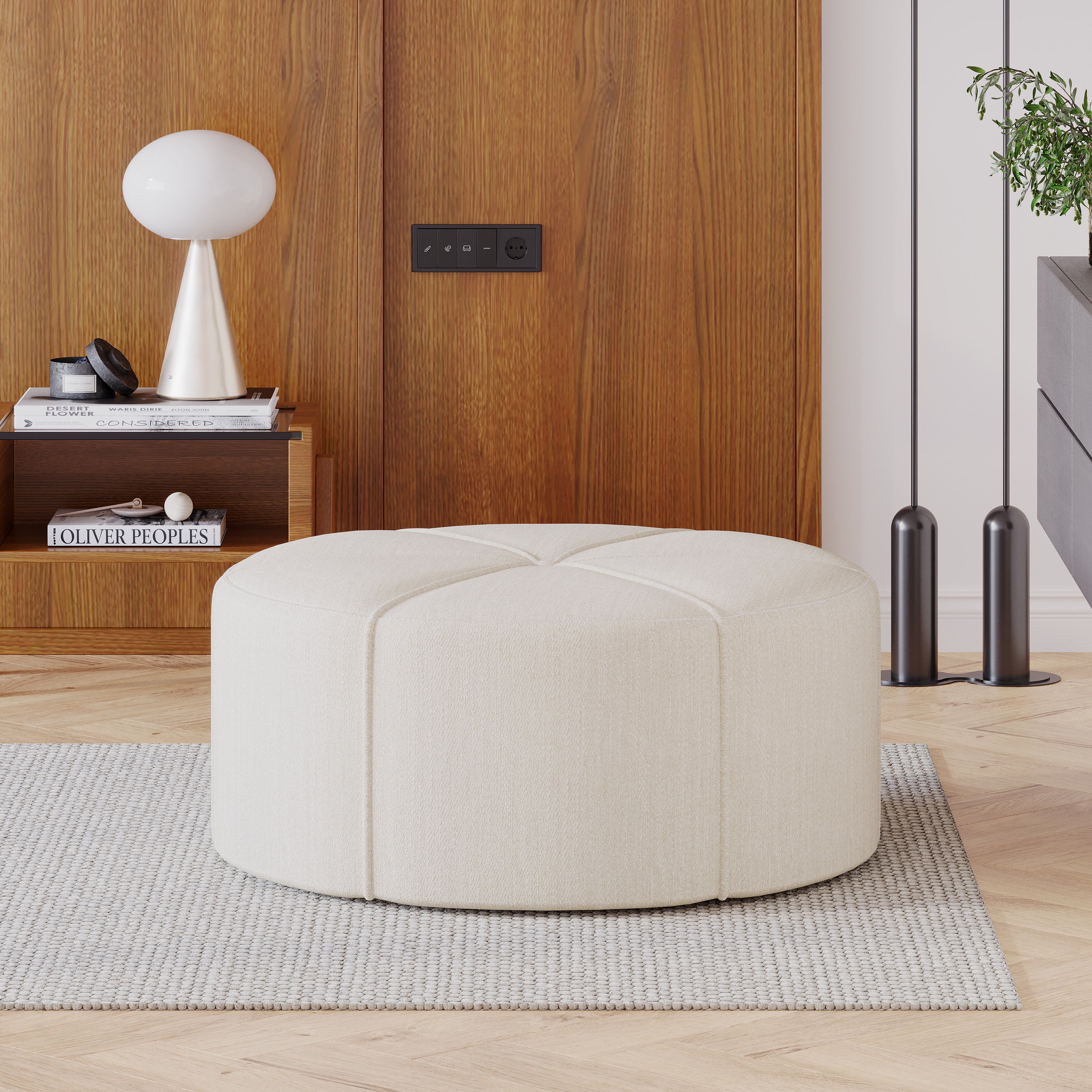 Gowen Fabric Upholstered Round Ottoman