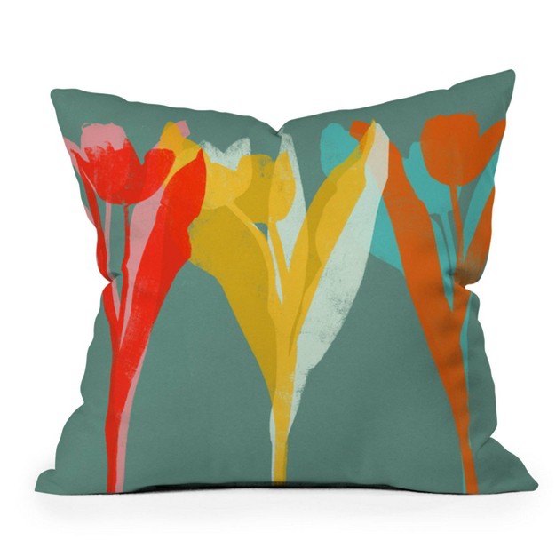 Garima Dhawan Tulips Square Throw Pillow Green Deny Designs