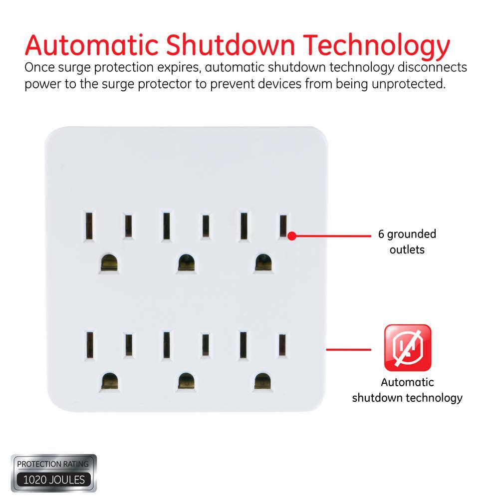 GE 6-Outlet Pro Surge Tap White 36727