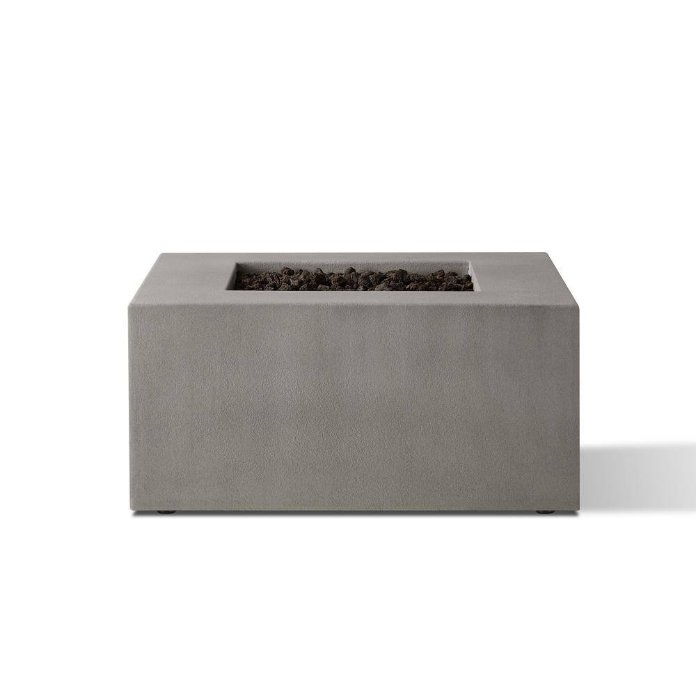 JENSEN CO Matteau 40 in. Square Concrete Composite Propane Fire Table in Flint with Vinyl Cover 141LP-FLNT