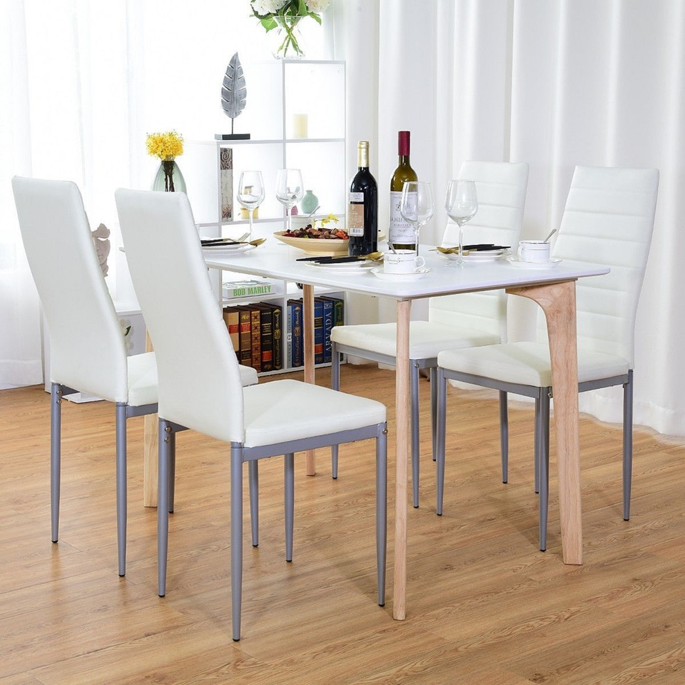 Durable 4 pcs PVC Leather Elegant Design Dining Side Chairs   Contemporary   Dining Chairs   by Imtinanz  LLC  Houzz