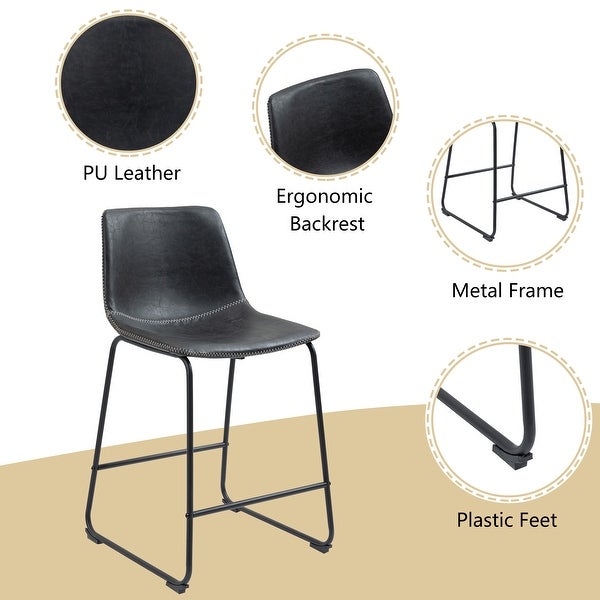 2 Set Faux Leather Bar Stool