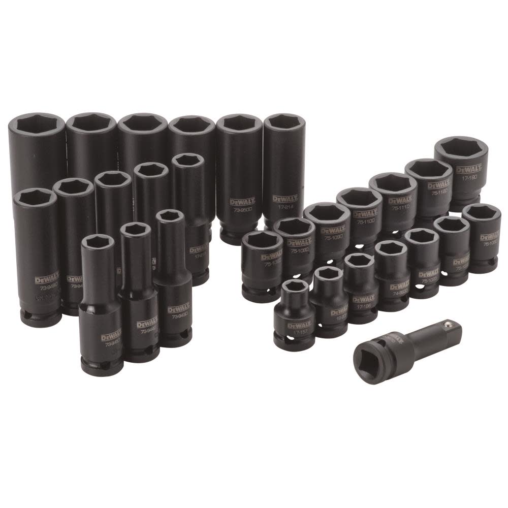 DEWALT 30 Piece 1/2 in Drive Combination Impact Socket Set - 6 Point DWMT19249 from DEWALT