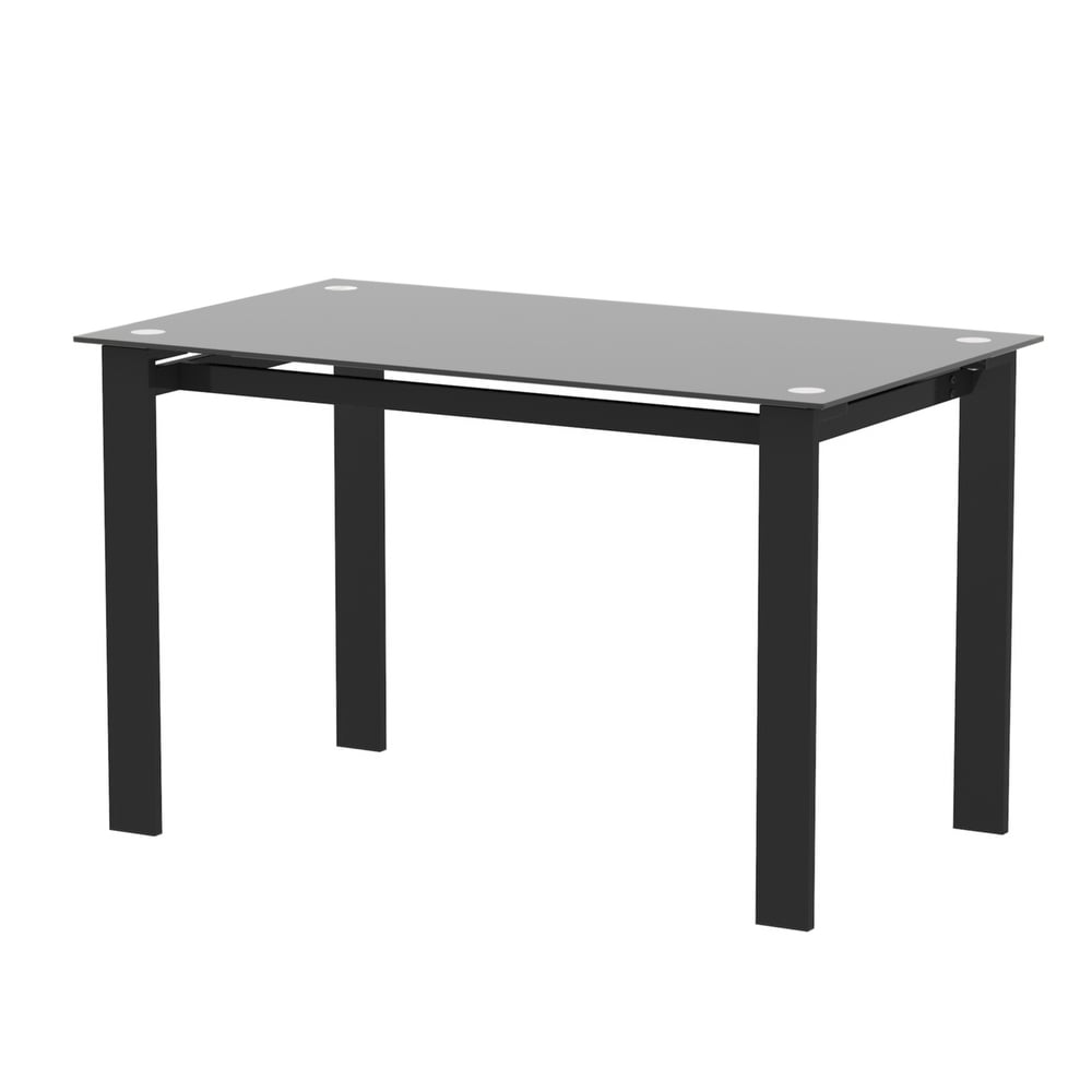 Modern Tempered glass black dining table metal table legs living room