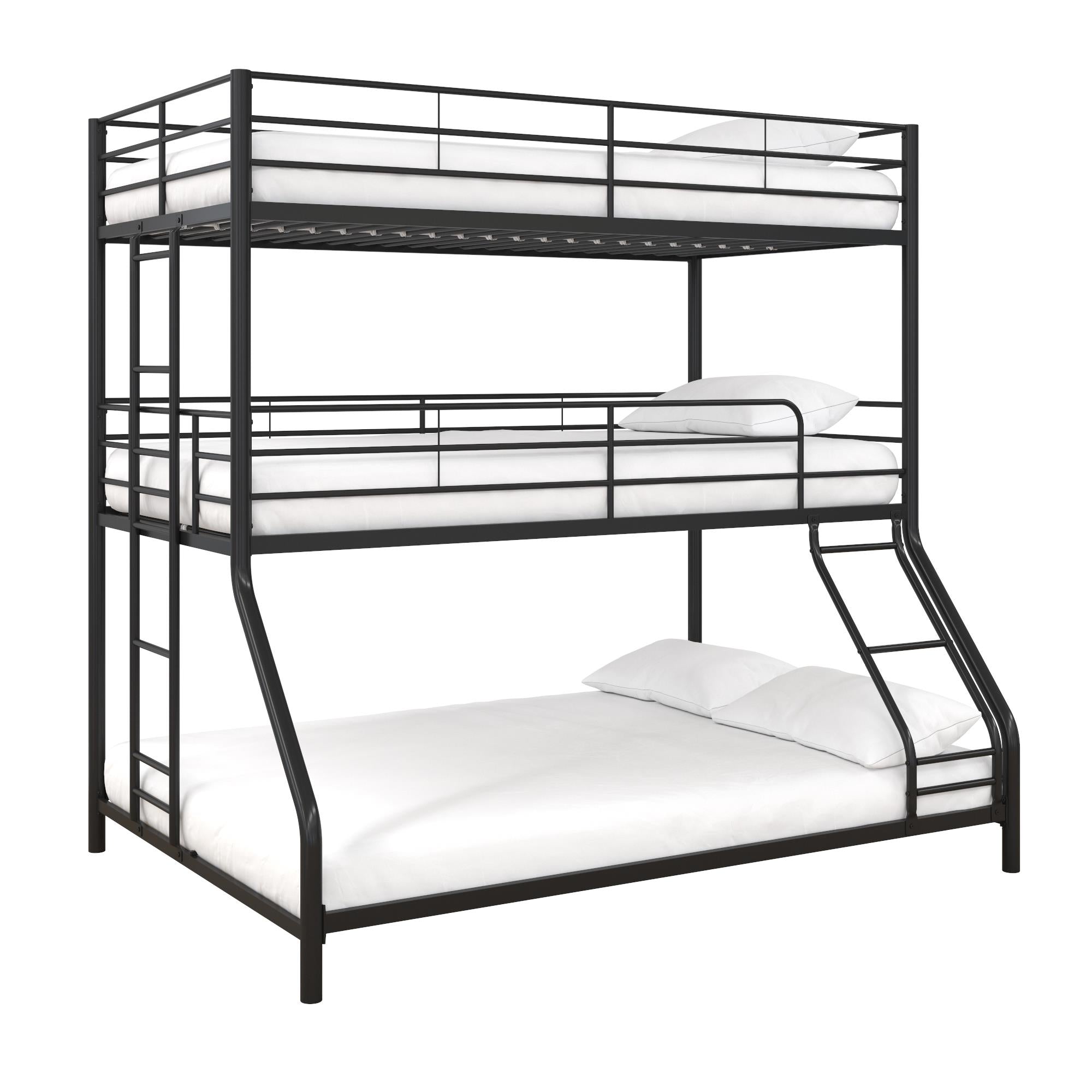 DHP Everleigh Triple Metal Bunk Bed, Twin/Twin/Full, Bed for Kids, Black