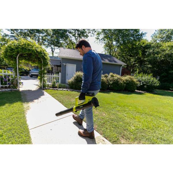 RYOBI ONE+ 18V 90 MPH 200 CFM Cordless Battery Leaf BlowerSweeper with 2.0 Ah Battery and Charger P2190