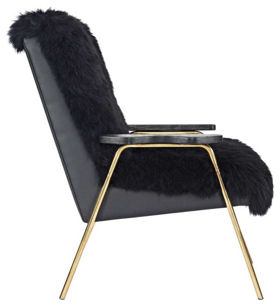 Isabella Black Sheepskin Armchair   Midcentury   Armchairs And Accent Chairs   by V.S.D Furniture  Houzz