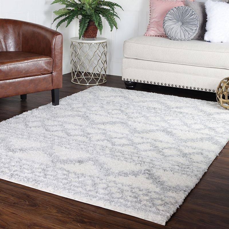 SUPERIOR Rhea Geometric Boho Plush Shag Indoor Area Rug