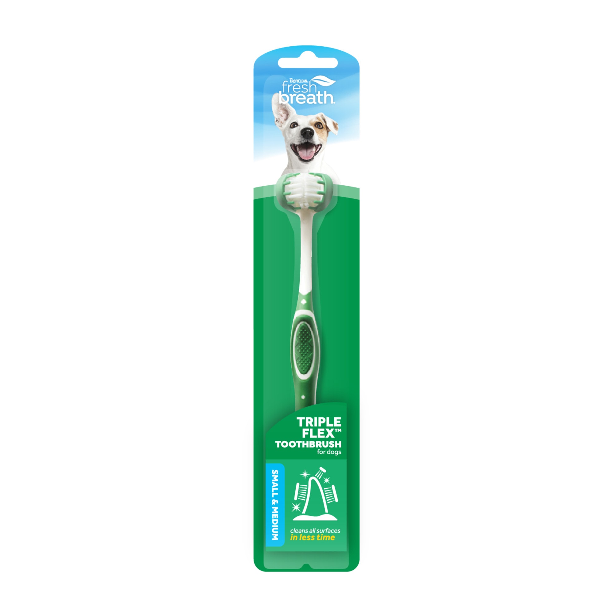 TROPICLEAN Fresh Breath Triple Flex Toothbrush for Small amp; Medium Dogs