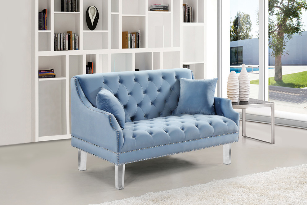 Roxy Velvet Upholstered Set   Contemporary   Loveseats   by Meridian Furniture  Houzz