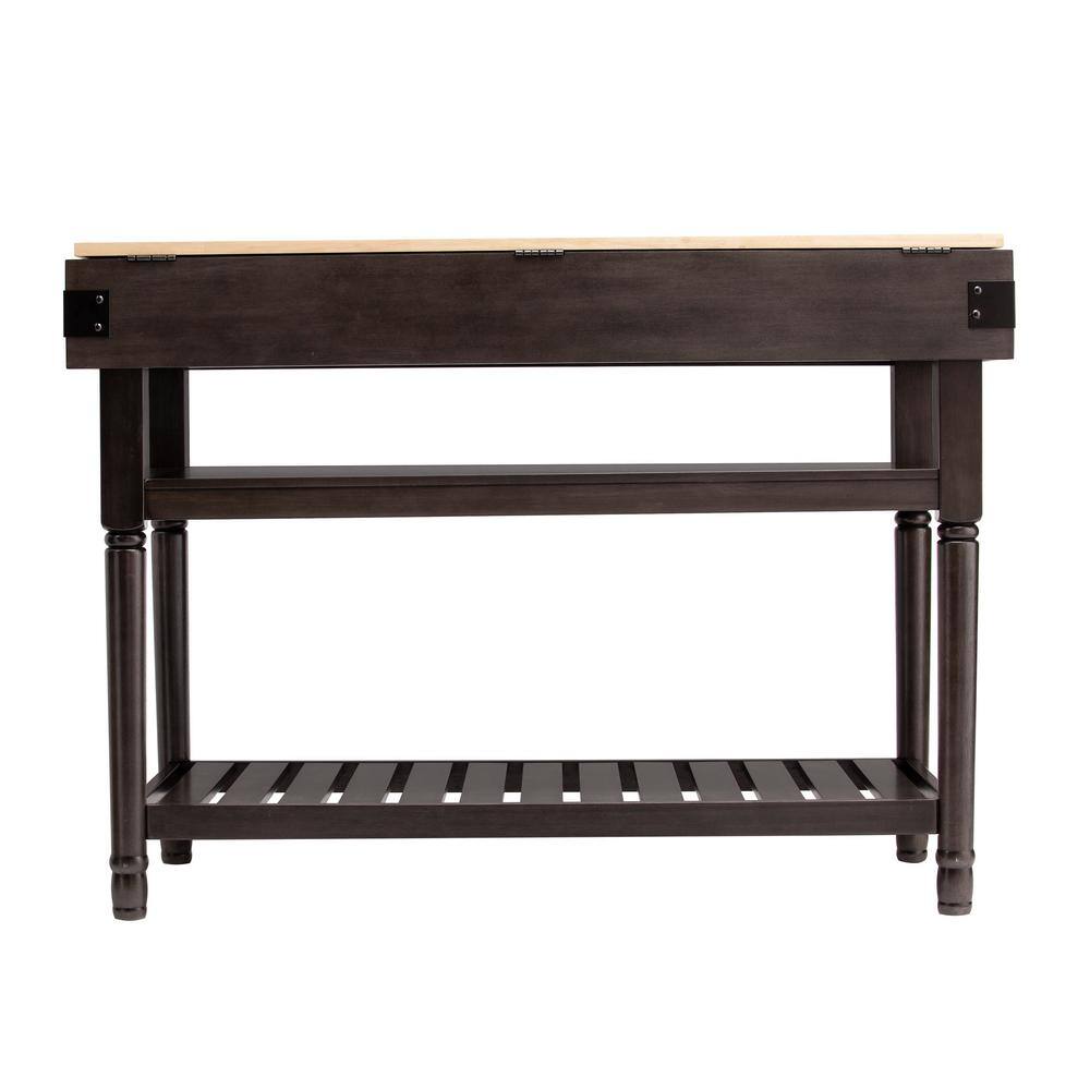 Southern Enterprises Vanek Smoked Ash and Natural Wood Finish Stationary Kitchen Island HD434025