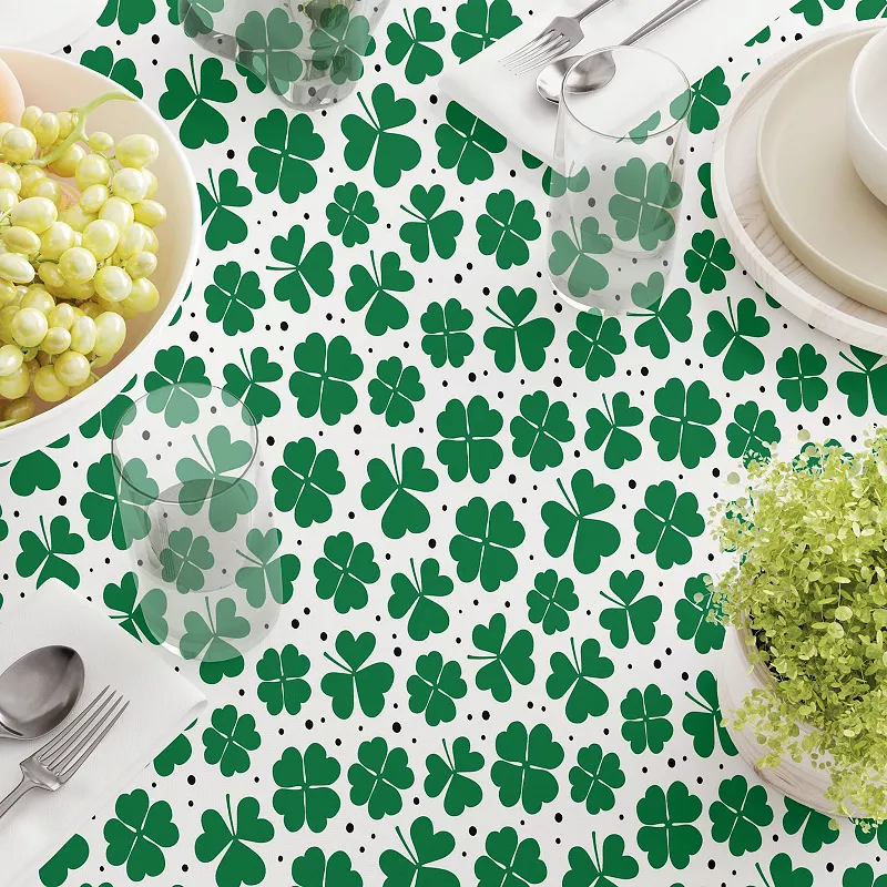 Rectangular Tablecloth， 100% Cotton， 60x84， St. Patrick's Day Shamrock Decoration