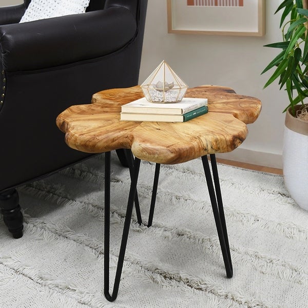 Greenage Live Edge Wood Coffee Table 4 Panels Table with Hairpin Legs