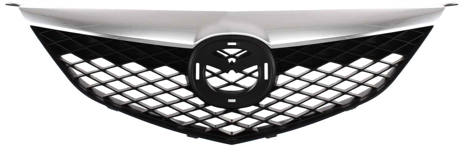 Grille Assembly Compatible With 2003-2005 Mazda 6 Painted Black Shell and Insert