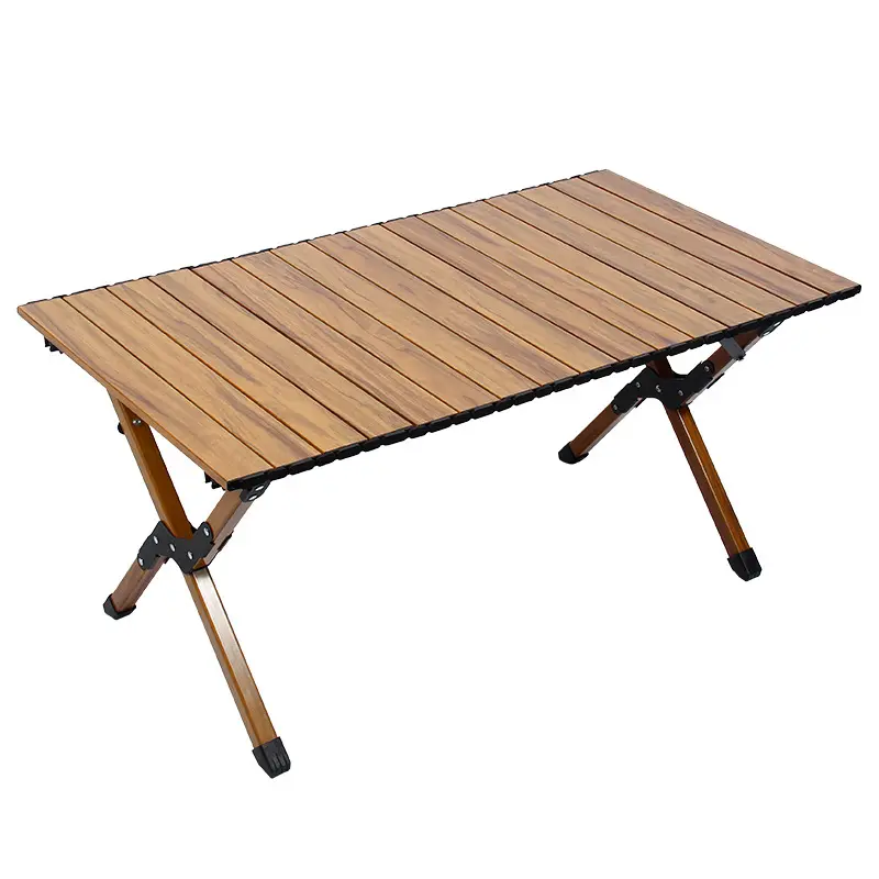 2023 New Arrival Middle Size Top Quality Portable Outdoor Picnic Camping Foldable Wooden Roll Up Folding Table