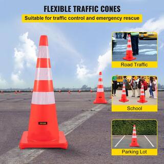 VEVOR Reflective Collars Traffic Cones with Weighted Base and Reflective Collars for Traffic Control (6-Pack) AQZYCQHBJ3636KKUBV0