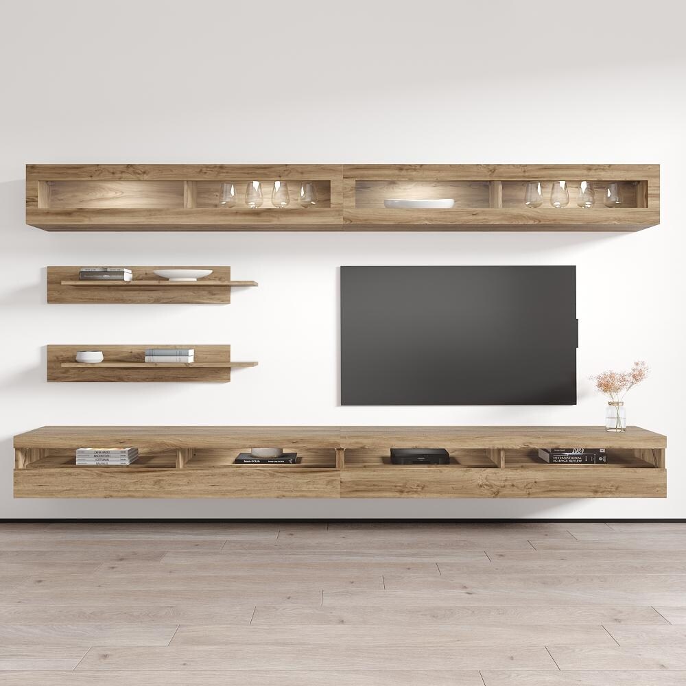 Fly I2 35TV Wall mounted Floating Modern Entertainment Center Set