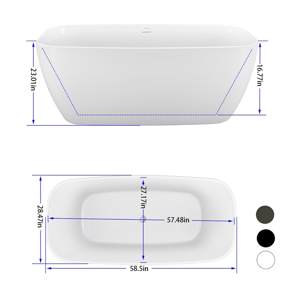 White Acrylic Freestanding Bathtub  Oaking Tub