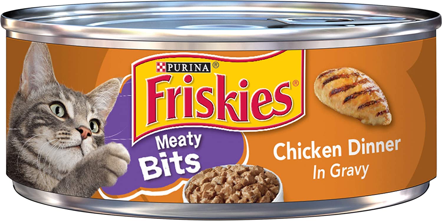 Purina Friskies Gravy Wet Cat Food Meaty Bits Chicken Dinner in Gravy - (24) 5.5 oz. Cans