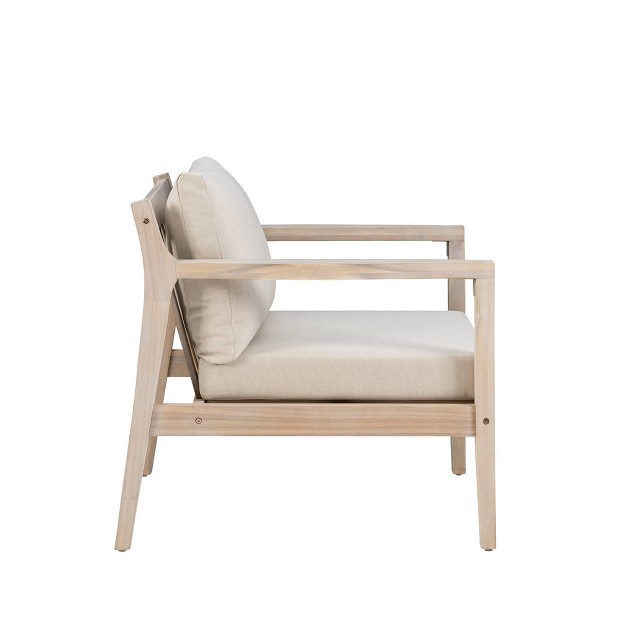 Linon 2pk Melita Acacia Arm Chairs Beige natural