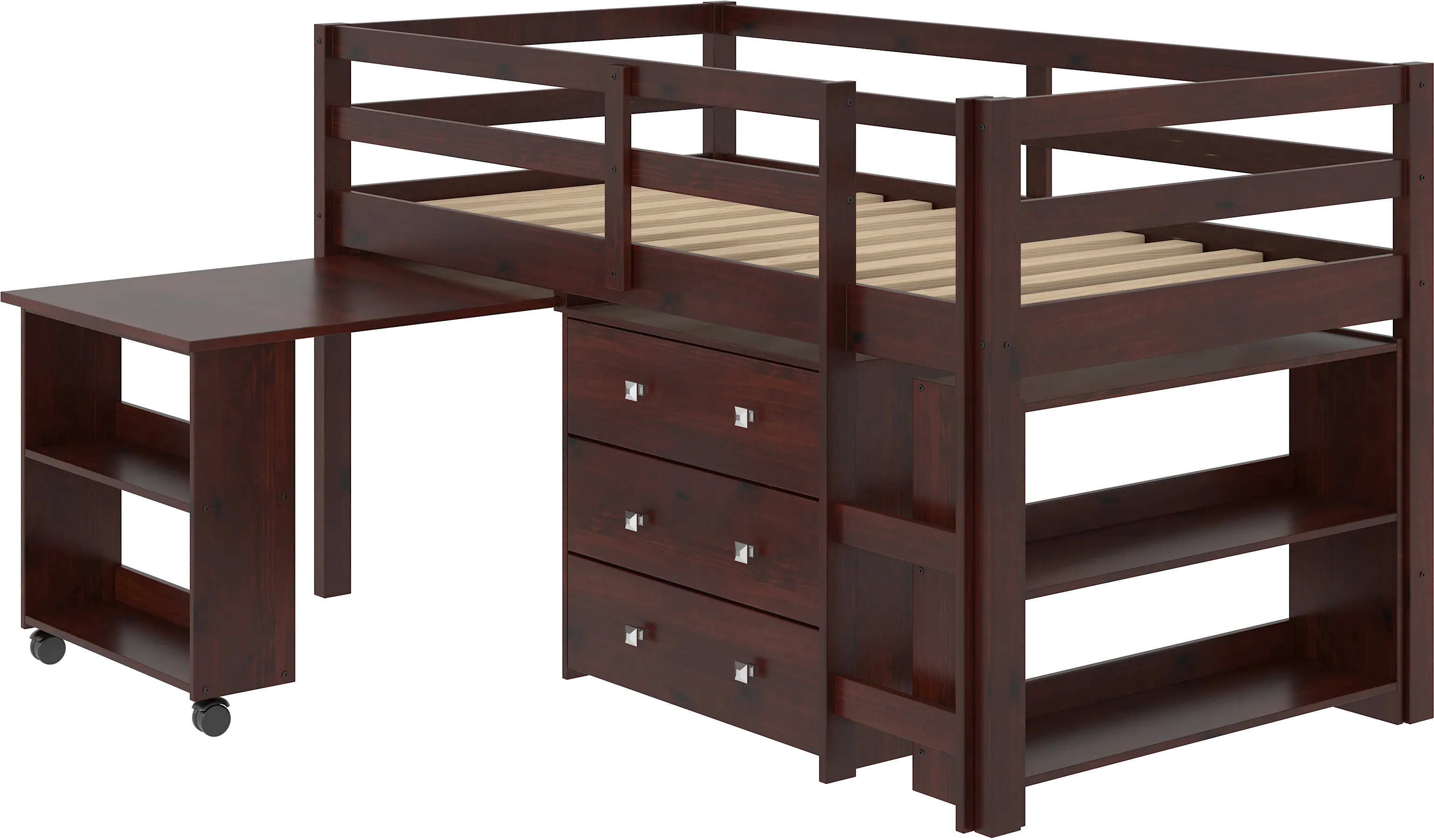 Kaycee Dark Cappuccino Twin Loft Bed with Student Desk