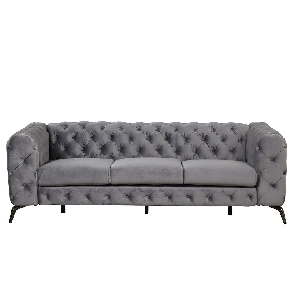 3 Piece Tufted Sofa Set in Velvet 3 Seat Sofa Loveseat Single Chair   189\