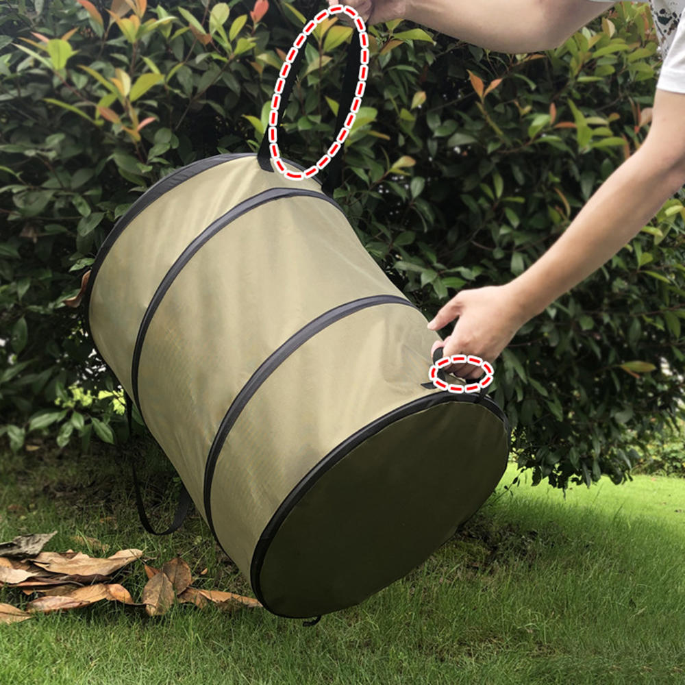 Garbage Storage Trash Bag Portable Collapsible Pop-Up Garden Leaf Trash Can Flowers And For Garden Camping Grass Collection Bin