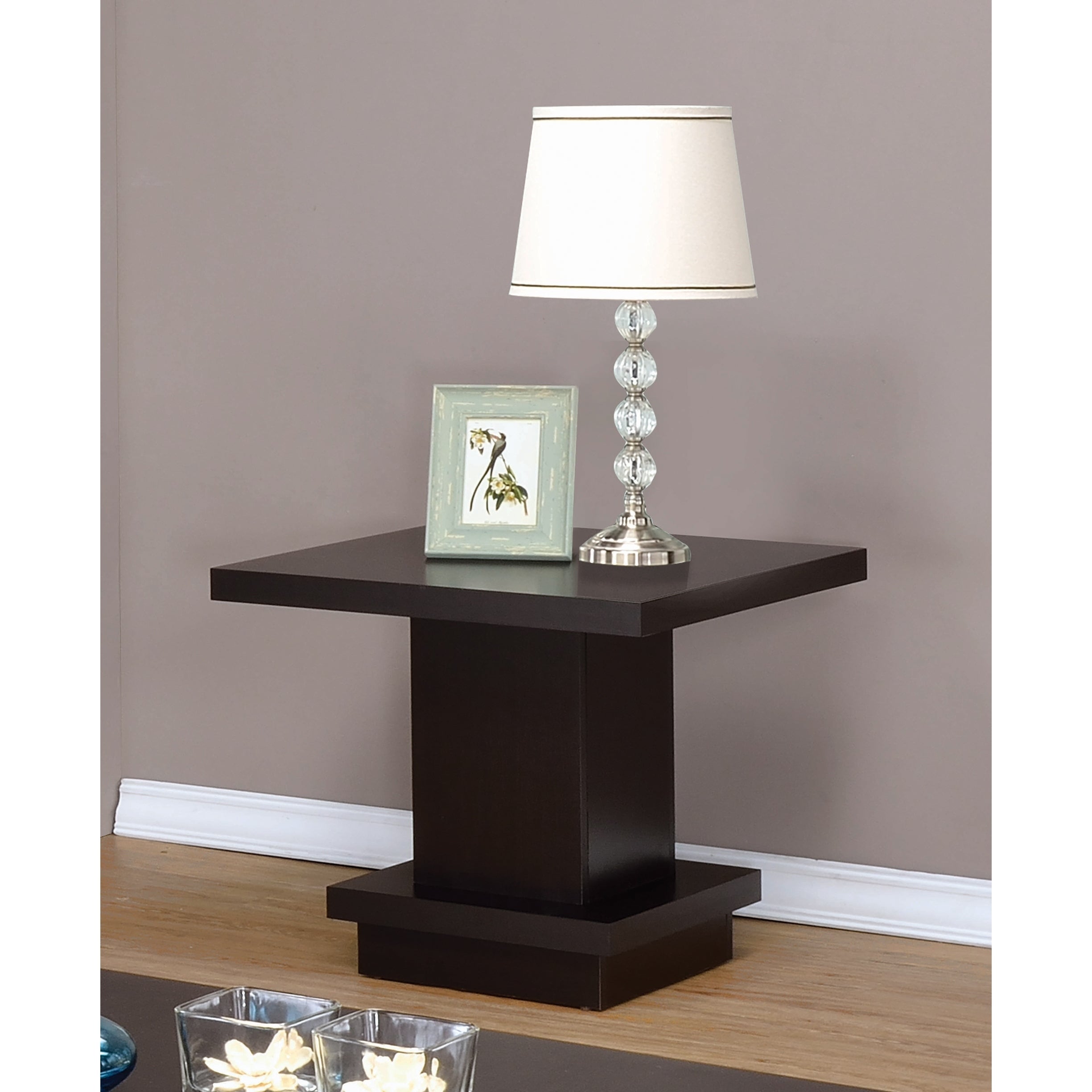 Coaster Furniture Reston Cappuccino Pedestal Square End Table