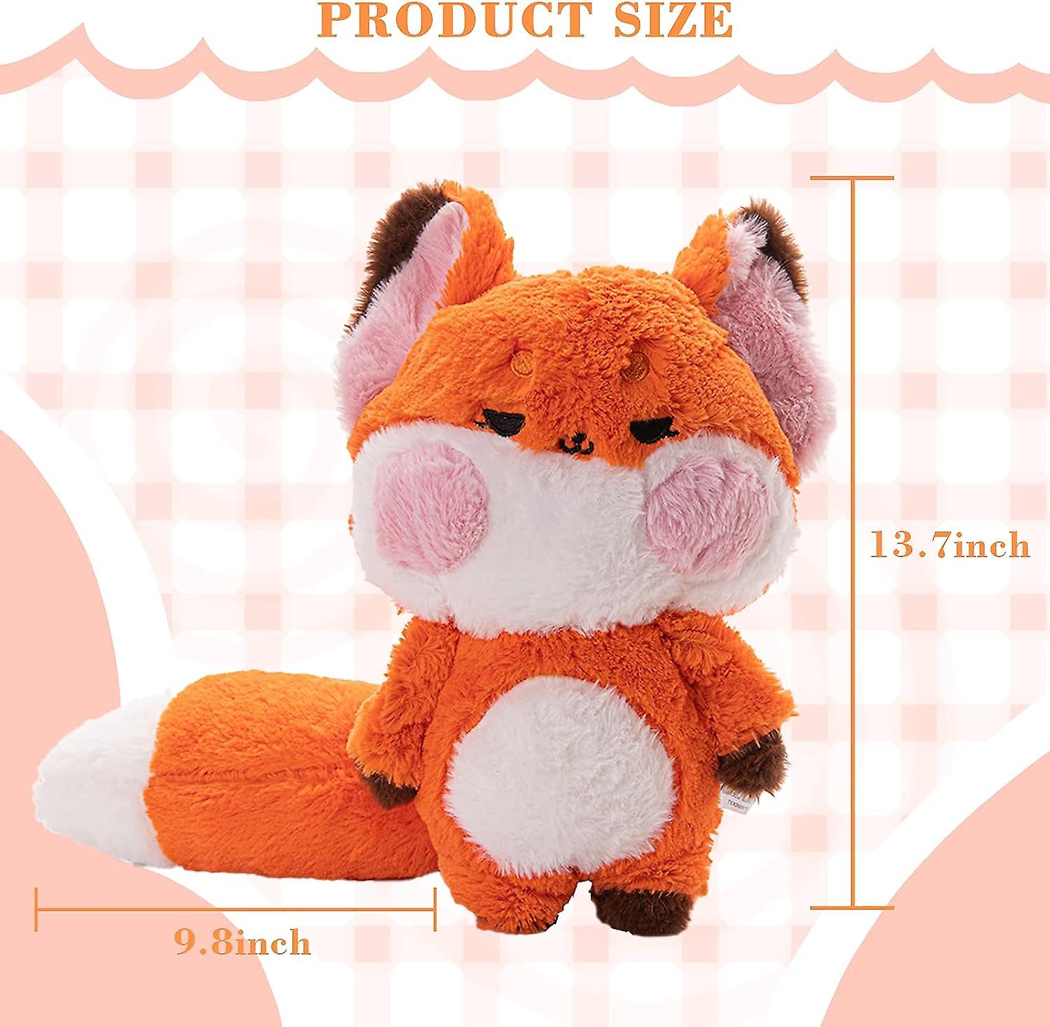 Fox Stuffed Animals Plush， 13.7 Inches Super Soft Cute Fox Plush Throw Pillow With Large Tail，  Fox Plush Toy For Boys And Girls