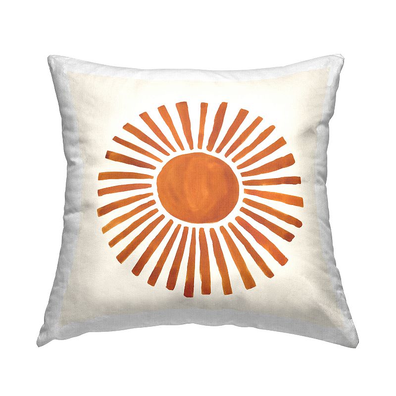 Stupell Home Decor Orange Boho Sun Rays Nature Kids Design Throw Pillow