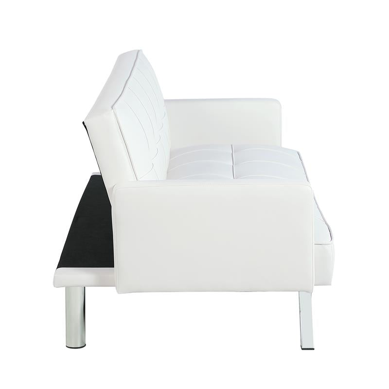 Carolina Classics Nario Convertible Leatherette Sleeper Sofa in White