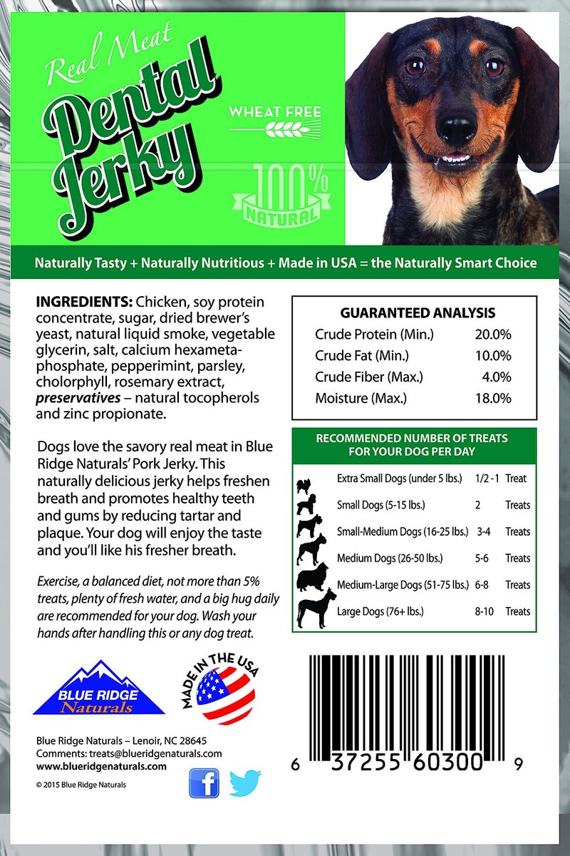 Blue Ridge Naturals Dental Jerky Dog Treats