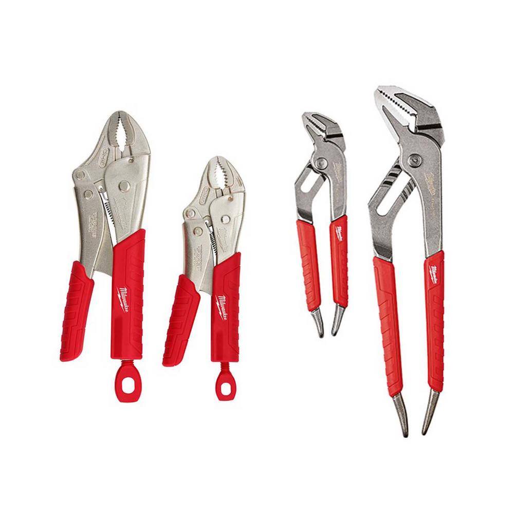 MW Torque Lock Curved Jaw Locking Pliers and 6 in. and 10 in. Straight-Jaw Pliers Set (4-Piece) 48-22-3402-48-22-6330