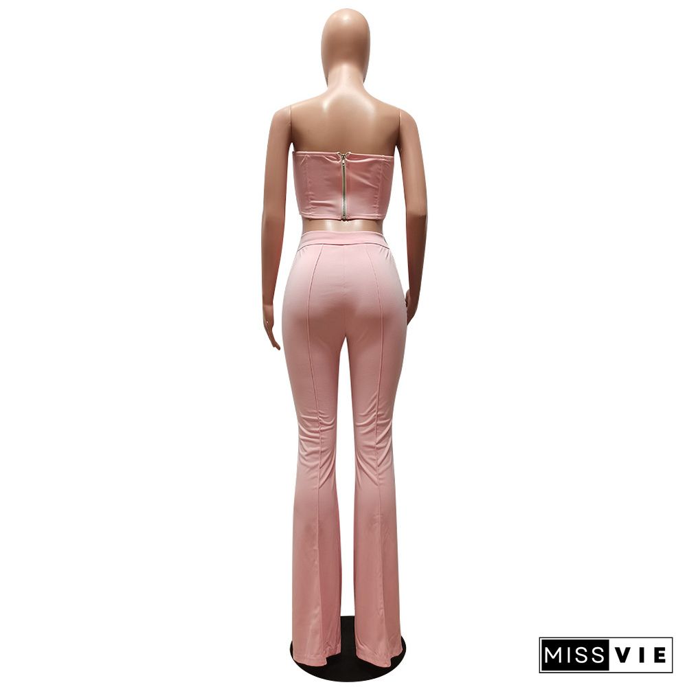 New Sexy Tube Top Slim Flared Pants Nightclub Set