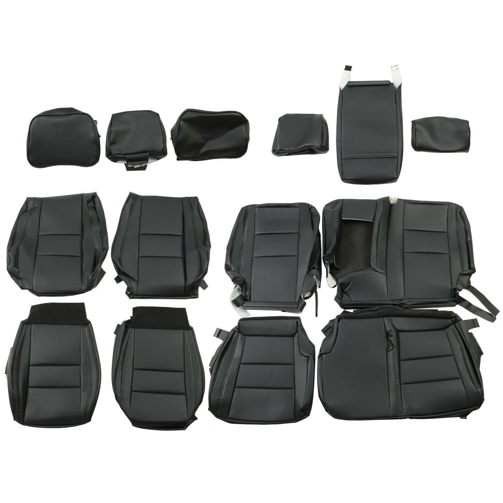 Kojem Faux Leather Seat Cover Sets Compatible with 2011-2019 Jeep Grand Cherokee Front and Rear Car Seat Protectors Black 12 13 14 15 16 17 18