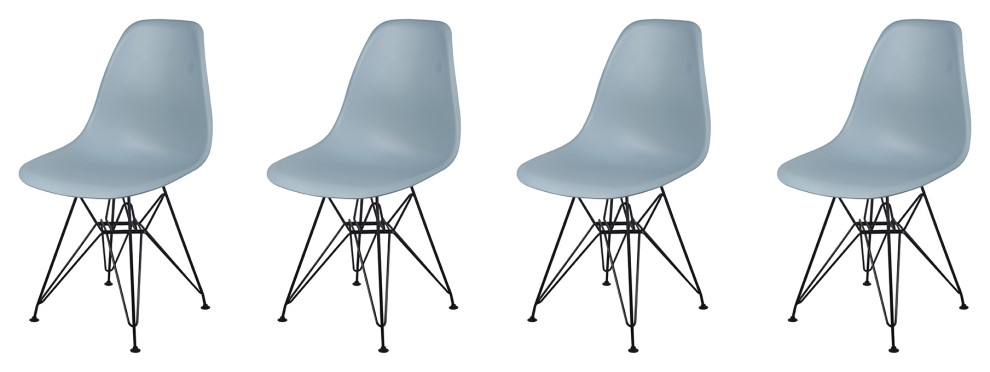 Fog Blue Armless Side Dining Chair With Black Metal Legs  Set of 4   Midcentury   Dining Chairs   by specialty imports  Houzz