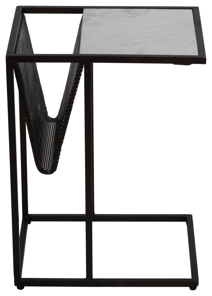 Bare Decor Maggi Magazine Rack Table  Black Metal With Marble   Transitional   Side Tables And End Tables   by CozyStreet  Houzz