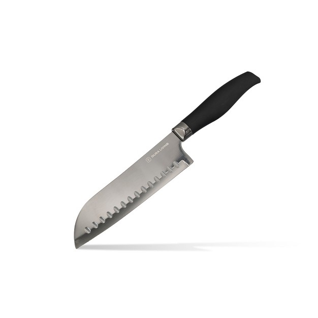 Dura Living Titan Series 7 Inch Titanium Plated Santoku Knife With Blade Guard Black